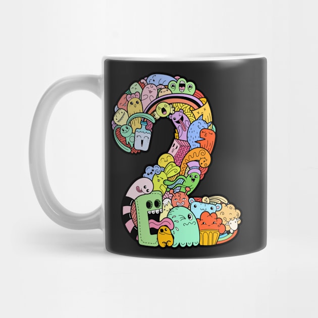 Number 2 two - Funny and Colorful Cute Monster Creatures by funwithletters